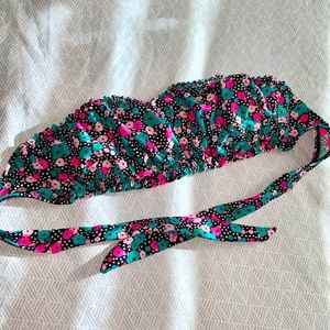 Flower-print Bandeau Bikini Top